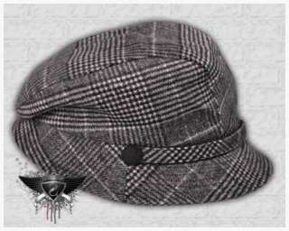 SH698 Grey Plaid Soft Warm Punk Cotton Bucket Hat Cap  