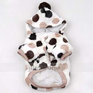 NEW Pet DOG Puppy Doggie Clothes Cute Big Dot milk cow Winter Warm 