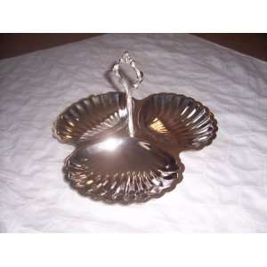   Relish Tray, Silver Plated Shell Condiment Holder 