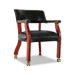 Traditional Series Guest Arm Chair w/Casters, Mahogany Finish/Black Vi