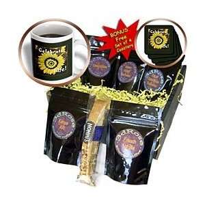   gold sunflower celebrate life with black frame   Coffee Gift Baskets