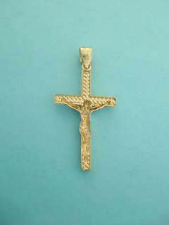 10K Solid Gold Crucifix Cross Charm Religious 1 3/8  