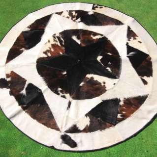  Rug Leather Cow Hide Steer Patchwork Area Round Carpet Cowskin Rugs 