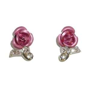  Pink Rose Pierced Earrings Jewelry
