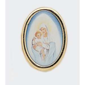  Gold Plated Religious Lapel Pin   Our Lady of Snows 