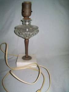 Vintage Glass & Brass & Marble Dresser Lamp 11  