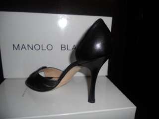 Manolo Blahnik SEDARABY DOrsay Leather Shoes Blck 36.5  