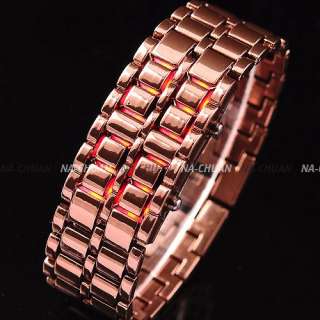 10 Colors man lady Lava Iron Samurai Metal LED Faceless Bracelet Watch 