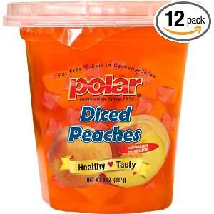 MW Polar Diced Yellow Peach Fruit Cup in Strawberry Gel, 8 Ounce 