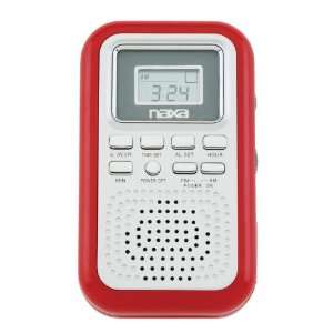  Naxa NR 716 Red AM/FM Portable Mini Alarm Clock Radio w 