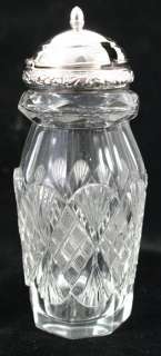   19th CENTURY TALL CUT GLASS & SILVER LIDDED MUSTARD JAM JAR  
