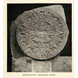  1901 Halftone Print Axayacatls Calendar Stone Calendario 