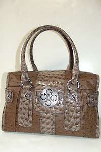 NEW WITH TAG GUESS SOLO BROWN MULTI SATCHEL BOX HANDBAG PURSE W 