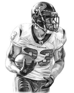 ARIAN FOSTER PENCIL DRAWING LITHOGRAPH POSTER PRINT IN HOUSTON TEXANS 