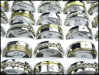   jewelry 50pcs MIx TOP Stainless Steel Rhinestone Fashion rings Hotsell