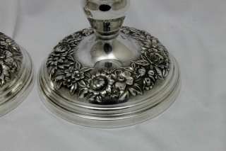 Kirk & Son Repousse Sterling Silver Candlesticks  