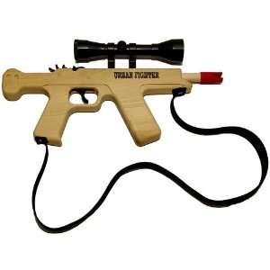   Wooden Urban Fighter Rubberband Gun with Strap and Scope Toys & Games