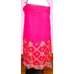    Pink Georgette Hand Embroidery Sequins Skirt 