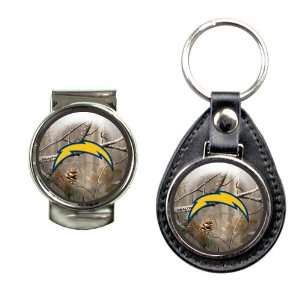   Diego Chargers NFL Open Field Leather Fob Key Chain & Money Clip Set