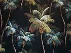 Tropical Hawaiian 100 Cotton Barkcloth Fabric VALANCE Palm Trees Black 