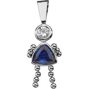   Cz & Trillion Imitation Birthstone. September Girl Pendant W/Cz