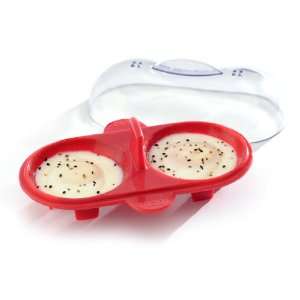    Norpro Silicone Microwave Double Egg Poacher, Red