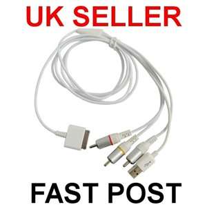 AUDIO VIDEO CABLE TO TV & USB DATA LEAD FOR APPLE IPOD & IPHONE V2.2 