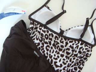   New Brown Leopard Print Tankini Two Piece Swimsuit Womens 8 M  