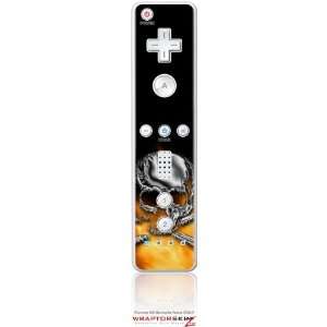  Wii Remote Controller Skin   Chrome Skull on Fire by 