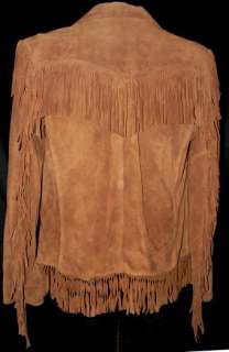 This is a classic Western or Frontier style suede leather jacket by 