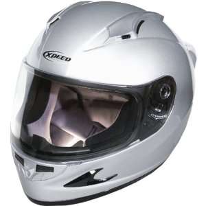 Xpeed Solid XF708 Sports Bike Racing Motorcycle Helmet   Silver / X 