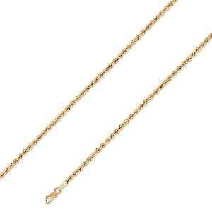 14K Solid Yellow Gold Hollow Rope Chain Necklace 2.5mm (3/32 in.)   18 