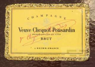 Designer Brown Wood Veuve Clicquot Ponsardin Champagne Label Handbag 