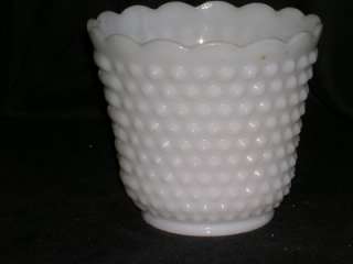 Fire King Vintage milk glass HOBNAIL PLANTER vase CANDY  