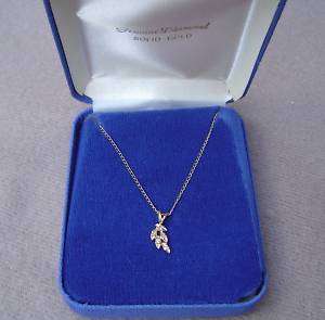 14K Gold & Diamonds Little Branch Vintage Pendant Necklace  