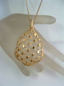 Vintage Trifari Goldtone Modernist Pendant Necklace  