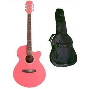  STAGG MUSIC Acoustic Electric Cutaway Guitar (Pink Finish 