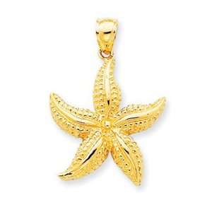  14k Yellow Gold Textured Starfish Pendant Jewelry