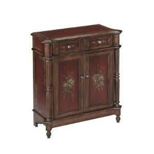  2 Drawer Accent Cabinet in Burgundy and Walnut