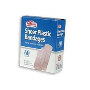 Sheer Plastic Bandages Sterile With Non Stick Pad, Assorted Sizes   60 