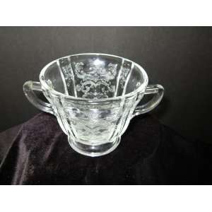   Double Handel Footed Depression Glass Sugar Bowl 