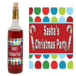  Sweet Holiday Dots Personalized Wine Bottle Labels   Qty 