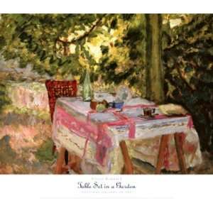 Table Set in a Garden by Pierre Bonnard 30x26 Kitchen 