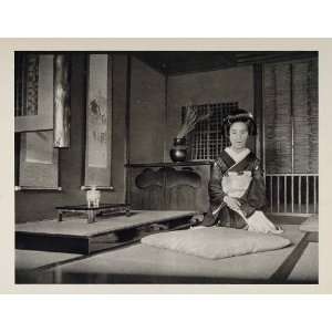  1930 Japanese Woman Kimono House Tatami Mats Room Japan 