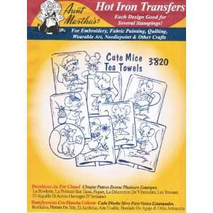  Cute Mice Tea Towels Aunt Marthas Hot Iron Embroidery 
