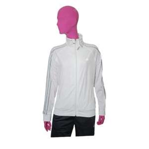 Adidas Women Small S Track Suit Jacket Pant Top White Silver Gray 