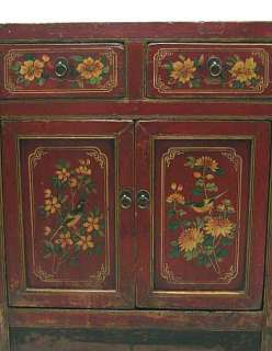 Old Chinese Wooden Cabinet Painted Bird Flower G12 27a  
