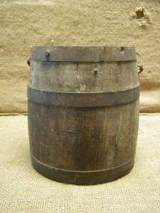 Vintage Wood Bucket w Handle  Barrel Antique 1900  