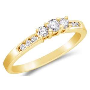  Gold Diamond Classic Traditional Engagement Ring   3 Three Stone 