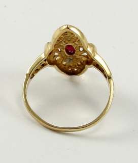 14K Yellow Gold Ring Ruby Diamond Accent Size 6 1/4  